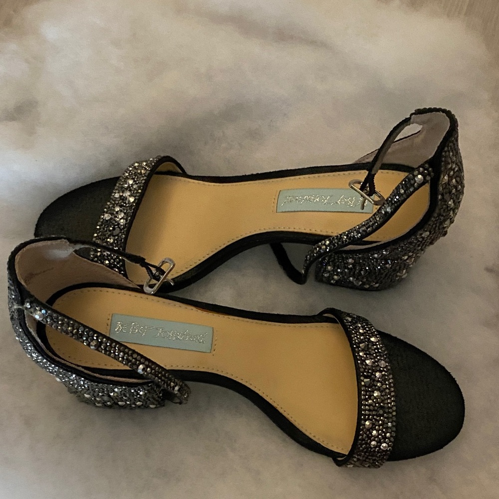 Betsey Johnson Black and Silver Embellished Heels